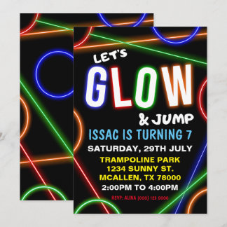 Glow and Jump Birthday Invitation Einladung