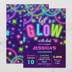 Glow Birthday Einladung Neon Glow Dance Party