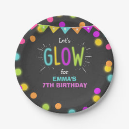 Glow Birthday Party Paper Plates Neon Disco Laser Pappteller