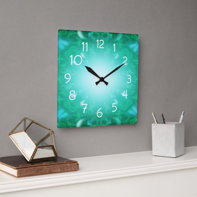 Glow Bubbles Quadratische Wanduhr (Büro)