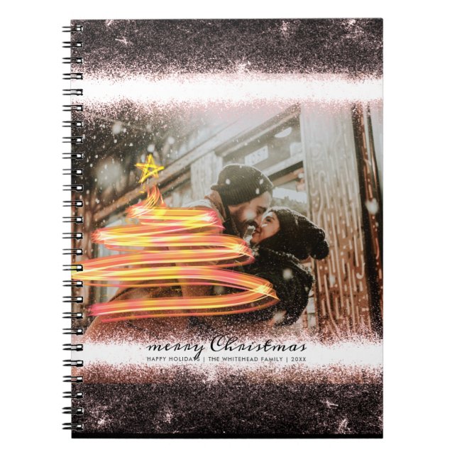 Glow Christmas Tree Gold Glitzer Star Foto Notizblock (Vorderseite)