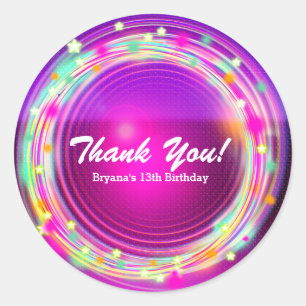 Glow Circles & Stars Geburtstagsparty Gunst Sticke Runder Aufkleber