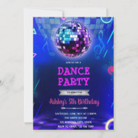 Glow Disco Tanz Party Einladung