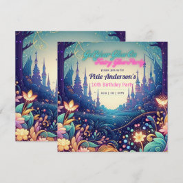 Glow Fairy Party Thema Fairytale Verzauberter Wald Einladung