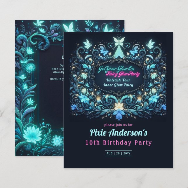 Glow Fairy Party Thema - Märchen nach Dunkelheit (Vorne/Hinten)