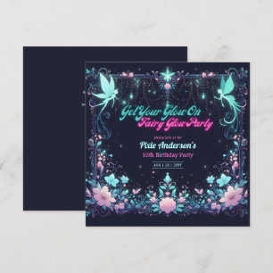 Glow Fairy Party Thema - Märchen nach Dunkelheit Einladung