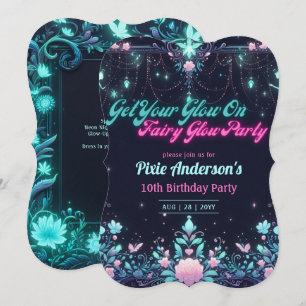 Glow Fairy Party Thema - Märchen nach Dunkelheit Einladung