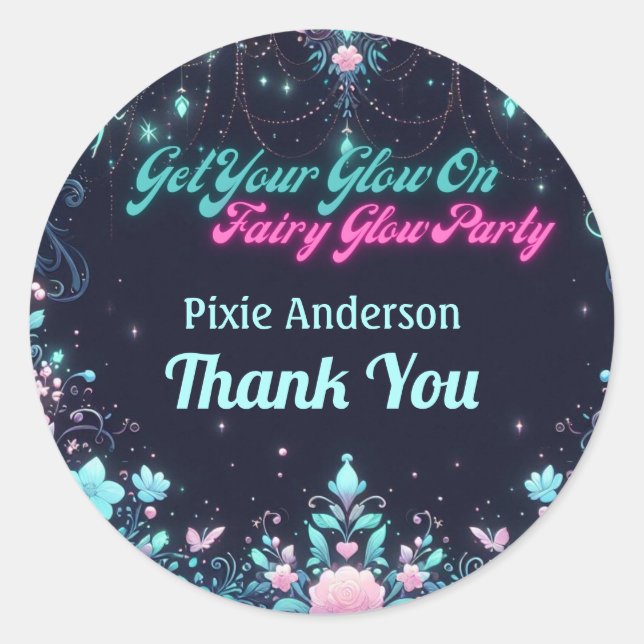 Glow Fairy Party Thema - Märchen nach Dunkelheit Runder Aufkleber (Vorderseite)