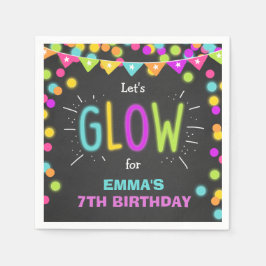 Glow Geburtstagspapier Napkins Neo Disco Party Las Serviette