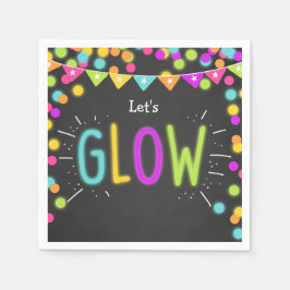 Glow Geburtstagspapier Napkins Neo Disco Party Las Serviette