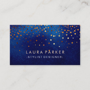Glow Glitzer Blue Confetti Visitenkarte