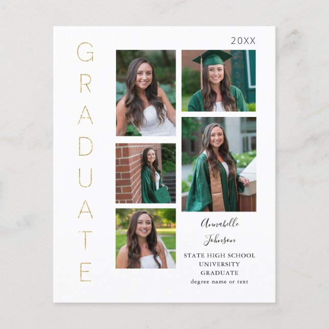 Glow - Gold & White 1 Graduate 6 Foto Flyer (Vorne)