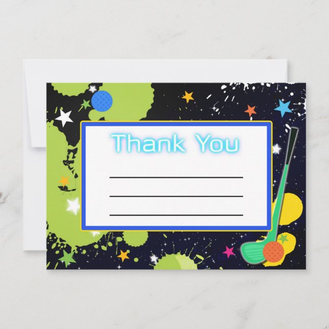 Glow Golf Anniversaire Carte de remerciements (Devant)