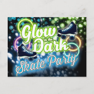 GLOW IN DER DARK SKATE PARTY Postcard Einladung