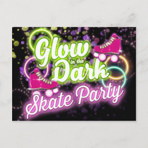 GLOW IN DER DARK SKATE PARTY Postcard Einladung