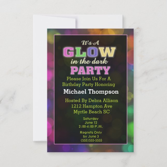 Glow in der Dunklen Geburt Einladungen (Vorderseite)