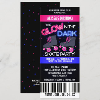 Glow in der Dunklen Skaten-Party Einladung