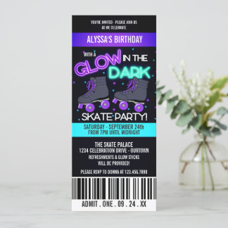 Glow in der Dunklen Skaten-Party Einladung