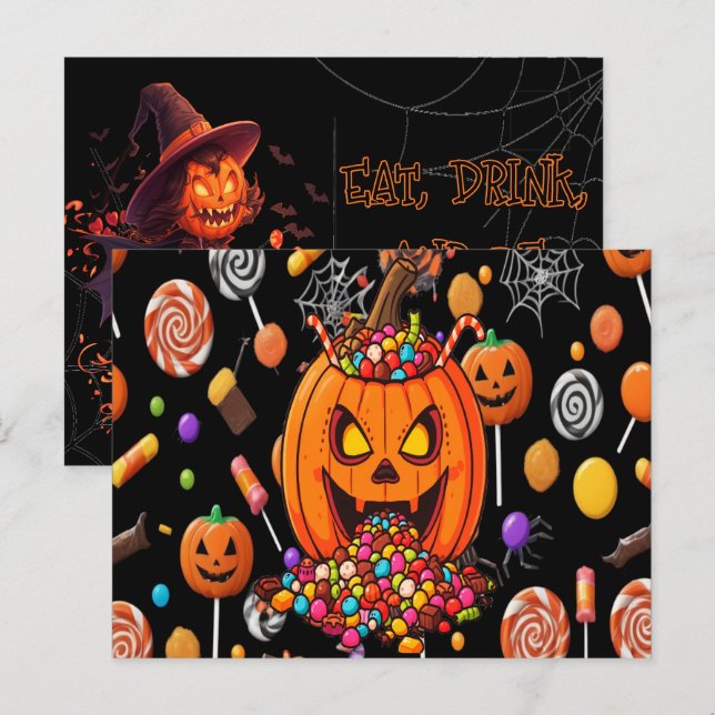 Glow-in-the-Dark Halloween Postkarte (Vorne/Hinten)