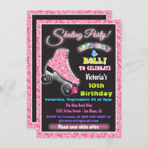 Glow in the dark roller Patinage invitations