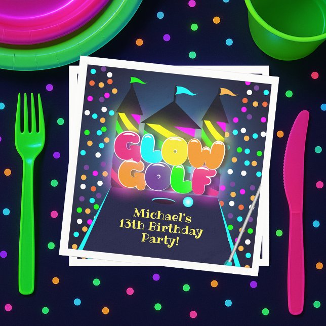 Glow Miniatur Golf Geburtstagsparty Serviette (Glow Miniature Golf Birthday Party Napkins
)