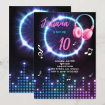 Glow Musical Geburtstagsparty Einladung