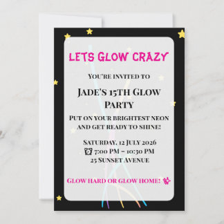Glow-Party-Einladung| Teen/Erwachsenen-Party  Einladung