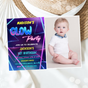 Glow Party Neon Bunte Geburtstagsparty Einladung