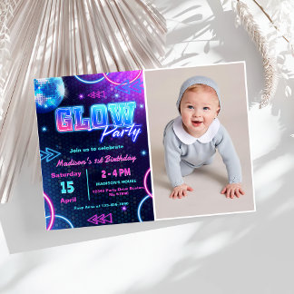 Glow Party Neorful Birthday Party Foto Einladung