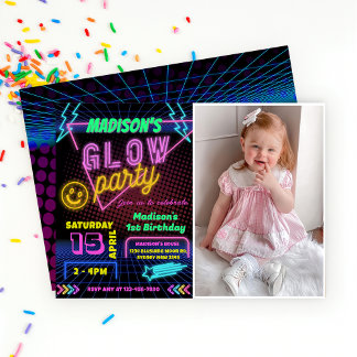 Glow Party Neorful Birthday Party Foto Einladung