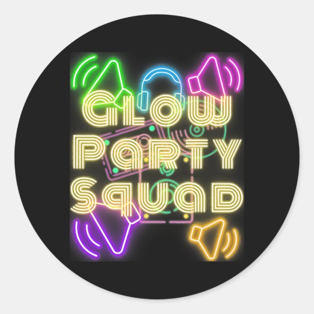 Glow Party Squad Lasse Glow Crazy Night Party Men Runder Aufkleber (Vorderseite)