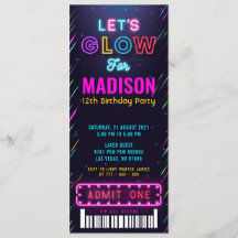 Glow Party Ticket Pass Geburtstag