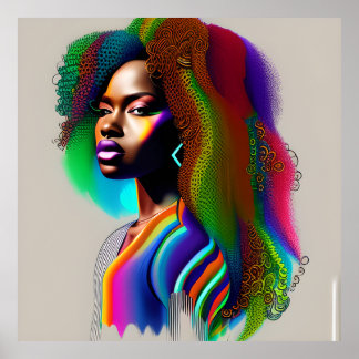 Glow Queen Rainbow Niedlich Black Melanin Afro Poster