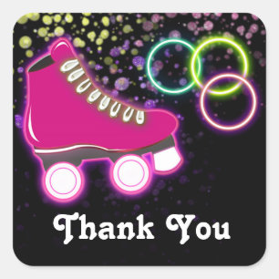 Glow-Roller-Skate-Geburtstags-Geschenk-Aufkleber Quadratischer Aufkleber