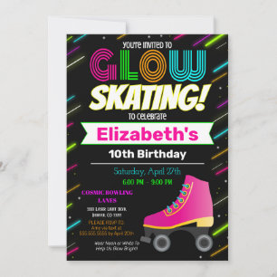 Glow Skaten Birthday Einladung