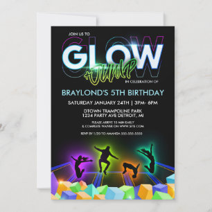 Glow Trampolinpark-Party-Einladung Einladung