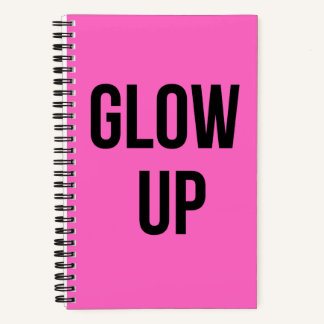 "Glow Up", rosa und schwarz Notizbuch