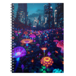 Glowfall Grove Notebook | Neon AI Art Notizblock