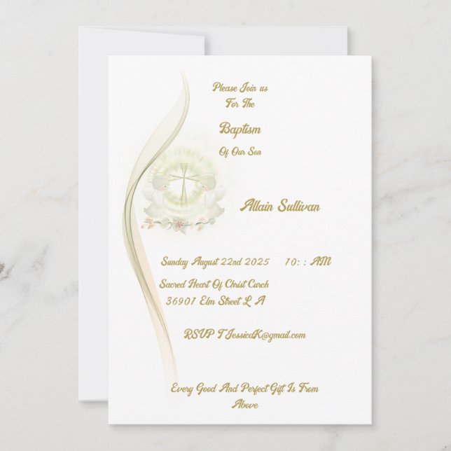 Glowing angels baptism invitation  (Devant)