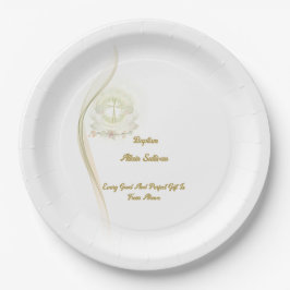 Glowing angels baptism paper plates pappteller