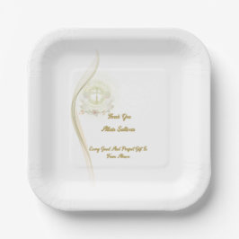 Glowing angels baptism paper plates pappteller