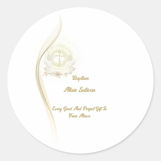 Glowing angels baptism  square stickers  (Devant)