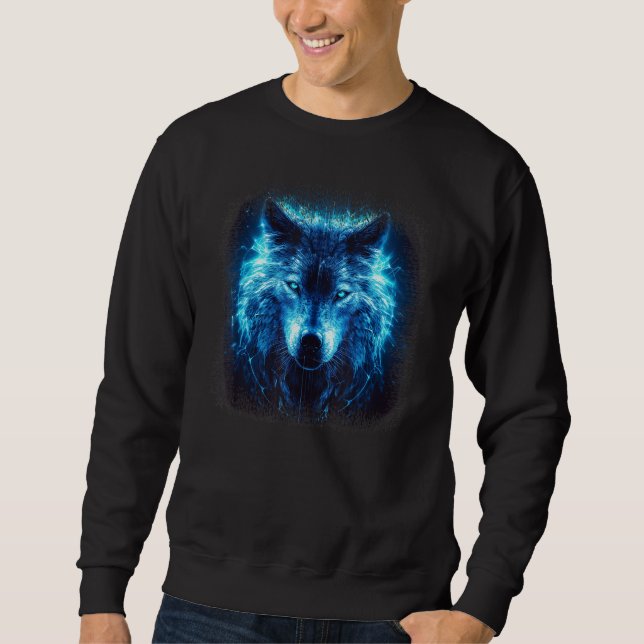 Glowing Animal Wolf Face Sweatshirt (Vorderseite)