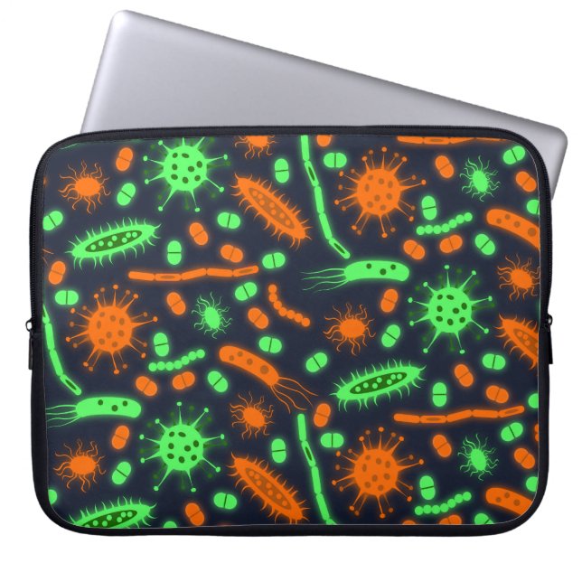 Glowing Bacteria Microorganism toxic orange green Laptopschutzhülle (Vorderseite)