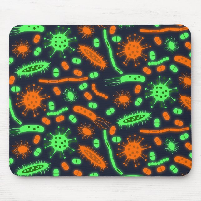Glowing Bacteria Microorganism toxic orange green Mousepad (Vorne)