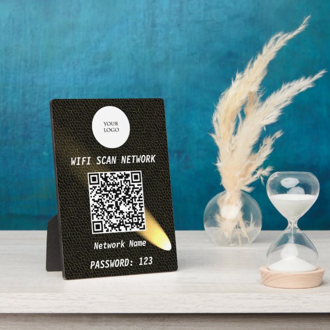 Glowing Black Leather Free Wifi Scan & QR Code Fotoplatte (Seite)