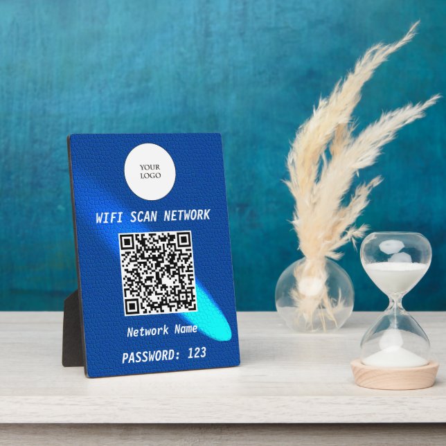 Glowing Blue Leather Free Wifi Scan & QR Code Fotoplatte (Seite)