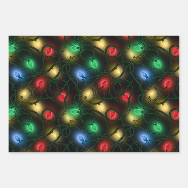 Glowing Christmas Lights Geschenkpapier Set (Vorderseite)