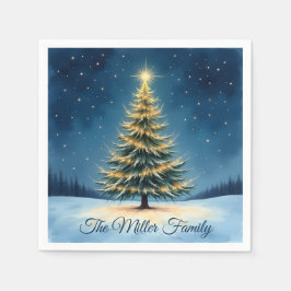Glowing Christmas Tree Paper Napkin – Customizable Serviette