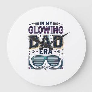 Glowing Dad Era Retro Neon Sonnenbrille Shirt_1 Große Wanduhr